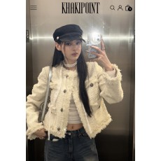 카키포인트 트위드 자켓