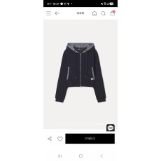 미쏘 체크배색 후드집업